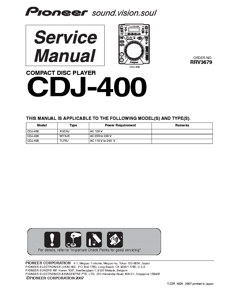 Pioneer cdj-400 service manual pdf